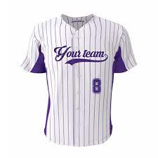 Fans Baseball Jersey Full Buttons Outdoor Sports Purple Stripes 8 Fit Size Custom Youth Softball Mens Custom Softball Shirts Baseball Tops Softball Jerseys
