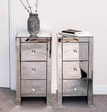Pair Of Mirrored 3 Drawer Bedside Tables Mirror Bedside Table Glass Bedroom Furniture Beautiful Bedside Tables