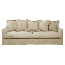 Deluxe vieux port 3 personnes. 5 Seater Washed Linen Sofa In Ecru Barcelone Maisons Du Monde Sofa Beige Sofa Fundas Sofa