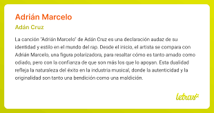 Significado de la canción ADRIÁN MARCELO (Adán Cruz)
