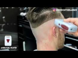 High Skin Fade Pompadour Mens Haircut Tutorial Kieron The Barber Youtube Skin Fade Pompadour High Skin Fade Skin Fade