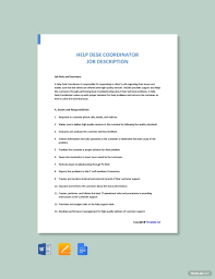 Provide technical assistance and support for incoming queries and issues related to computer systems. Help Desk Coordinator Job Ad Description Template Free Pdf Google Docs Word Apple Pages Template Net Coordinator Job Job Description Template Cover Letter Template