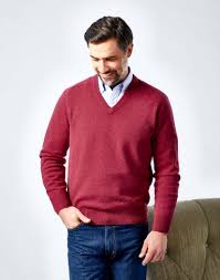 Cashmere V Neck Jumper - Red