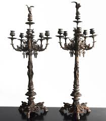 Paire De Grands Chandeliers En Bronze De Jules Moigniez Xixeme Chandeliers Bronze Art