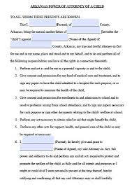 Free Arkansas Power Of Attorney For A Minor Form Template Power Of Attorney Form For Child Power Of Attorney Form Power Of Attorney Guardianship