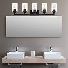 You feel as though the space is wide open and the luscious neutrals just give you a cozy and welcoming feel. Buy Vinluz 5 Lights Farmhouse Bathroom Vanity Lighting Over Mirror Matte Black Modern Wall Light Fixtures Sconces With Clear Glass Shade For Bedroom Living Room Hallway Online In Kenya B08924f272