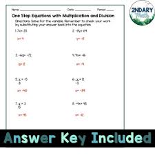 Multiply And Divide One Step Equations By 2ndary Math Tpt One Step Equations Middle School Math Classroom First Step