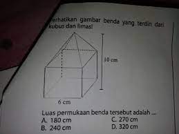 Luas permukaan bangun gabungan merupakan gabungan dari dua atau lebih pada suatu bangun ruang. Perhatikan Gambar Benda Yang Terdiri Dari Kubus Dan Limas Luas Permujaa Benda Tersebut Brainly Co Id