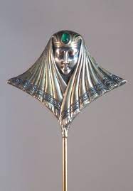 Antique Sterling Silver Hat Pin Brooch Hatpin Art Nouveau Woman Head Art Deco Silver Hats Hat Pins Antique Hats