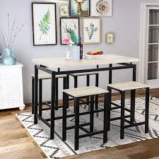 Big is a 4 person table set. Buy 5pc Dining Table Set Counter Height Table Set Minimalist Dining Table Chair Set For 4 Person Easy Assembly Modern Style Solid Wood Metal Legs Home Kitchen Living Room Furniture Beige