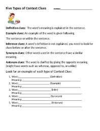 Popularity most recent title relevance. Types Of Context Clues Worksheets Teachers Pay Teachers