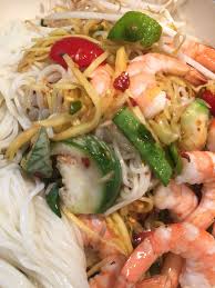 Spicy Shrimp Rice Noodles Papaya Salad Shrimp And Rice Papaya Salad Thai Cooking