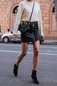 Fashion Fashiontrends Leather Leatherskirt Fallstyle Streetstyle Norestfor Black Mini Skirt Outfit Leather Skirt Outfit Winter Leather Mini Skirt Outfit