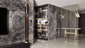 The look is one of luxury with sharp and clean lines. Grigio Pineta Marble Living Room Kar Maden