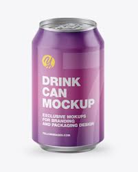 Metallic Drink Can W Glossy Finish Mockup In Can Mockups On Yellow Images Object Mockups