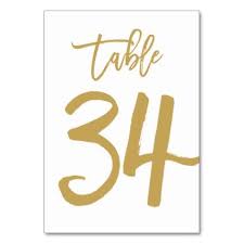 Chic Hand Lettered Table Number Gold Table 34 Zazzle Com Gold Table Table Numbers Hand Lettering