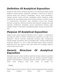 What is the purpose of the text? Definition Of Analytical Exposition