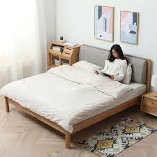 Simply attached the upholstered bed to the side rails and footboard. Guri Oak Scandinavian Solid Wood Removable Headboard Bed Frame Bed Frame Born In Colour