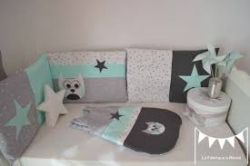 Tour Lit Gigoteuse Turbulette Gris Vert D Eau Vert Menthe Blanc Etoiles Hibou Decoration Chambre Decoration Chambre Bebe Tour De Lit Bebe Chambre Bebe Hibou
