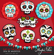 Day Of The Dead Clipart Sugar Skulls Clipart Dia De Muertos Mexican Holiday Graphics Skull Banner Day Of The D Holiday Graphics Clip Art Halloween Clipart