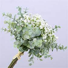 Skyseen Artificial Flowers Eucalyptus Leaf Babys Breath Gypsophila Bouquets Wedding Party Home Decor Pack Of 1 White Silk Flower Arrangements Gypsophila Bouquet Fresh Wedding Flowers Wedding Flower Arrangements