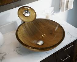 628 wood grain glass vessel bathroom sink