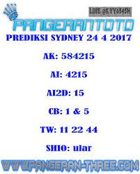 Pangerantoto Prediksi Pangerantoto Togel Sydney 24 3 2017 Sydney