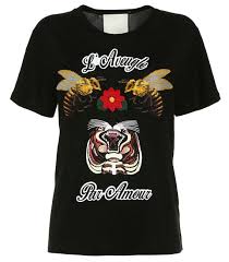 Indie Designs L Aveugle Par Amour Bee T Shirt Denim Jacket Women Shirts Embroidered Tshirt