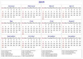 12 Month Printable Calendar 2019 Printable Calendar Template Free Calendar Template Holiday Calendar