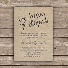 Printable Elopement Reception Invitation We Eloped Tied The Knot Got Hitched Burlap Rustic Reception Only Casual Married Mb091 Elopement Reception Reception Invitations Wedding Planning