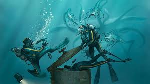 Tom kenny, antonio banderas, bill fagerbakke, clancy brown. Hd Wallpaper Fantasy Sea Monster Wallpaper Flare