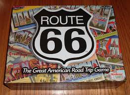 On which famous road can you can 'get your kicks' on a road trip? Route 66 The Great American Road Trip Game Board Game Boardgamegeek