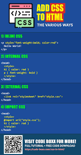 Ways To Add Css In Html Tutorial Coding Html Css Learn Computer Coding Css Tutorial Computer Science Programming