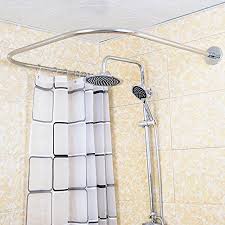 This updated take on the straight shower rod bows out in the middle, pulling the shower curtain even further away from the shower. Shower Curtain Rod Non Slip Stainless Steel Free Drilling Curved U Shaped Shower Curtain Pole 3 Bathroom Products Color Square Size 80 80 80cm Buy Online In Aruba At Aruba Desertcart Com Productid 61531482