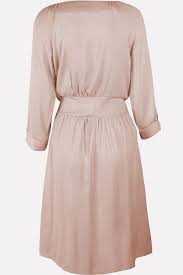 Light Pink Tied V Neck Button Up Casual Midi Dress Dress For Short Women Long Sleeve Casual Dress Midi Dress Casual