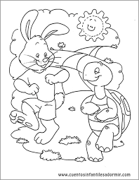 Dibujo para colorear cuentos La liebre y la tortuga | Tortuga para ...
