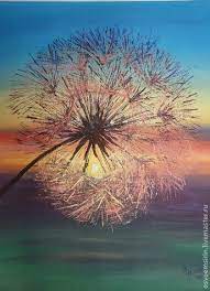 Dandelion Painting Oil Pastel Art Flower Painting
