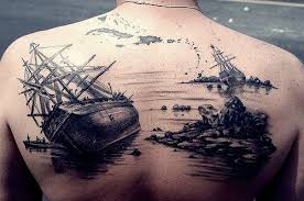 ship tattoo, boat tattoo