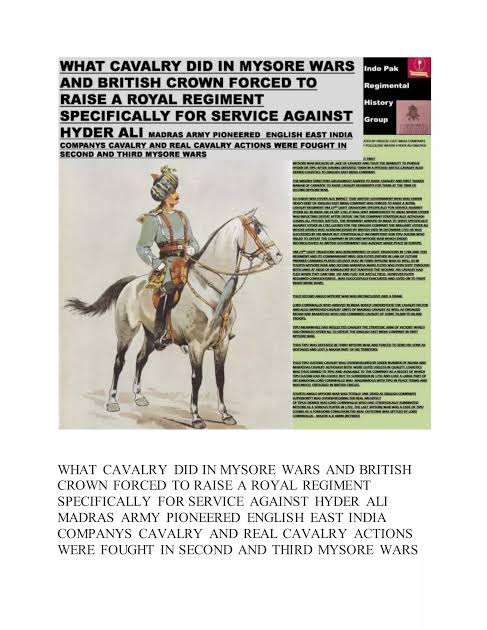 What cavalry did in mysore wars and british crown forced to raise a royal regiment specifically for service against hyder ali | DOCX