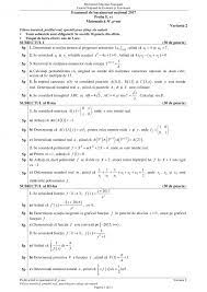 La primul subiect au primit o intersecție de funcție, o probabilitate, un exercitțu de identitate trigonometrică și un. Subiecte È™i Barem La Matematica Bac 2017 M1 M2 M3 Au Fost Publicate IatÄƒ Detaliile Live Update