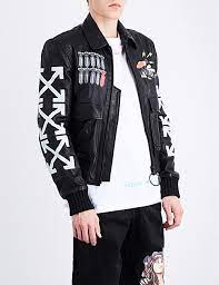 Off White C O Virgil Abloh Aviator Leather Bomber Jacket