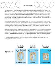 Osmosis through the cell membrane of an egg. Egg Osmosis Lab Student Data Worksheet