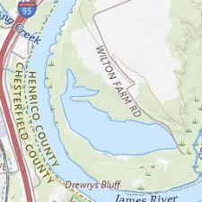 Eaves Lake Topo Map VA, Henrico County (Drewrys Bluff Area)