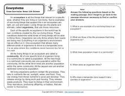 Ecosystems 4th Grade Reading Comprehension Worksheet Reading Comprehension Worksheets Science Reading Passages Science Reading