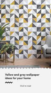 Yellow Gray Abstract Geometric Wallpaper Mural Hovia Wallpaper Living Room Geometric Wallpaper Kitchen Grey Wallpaper