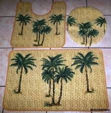 3pc Tropical Palm Tree Bathroom Rug Set Bath Mat U Shaped Mat Lid Palm Tree Bathroom Palm Tree Bathroom Ideas Palm Tree Decorations