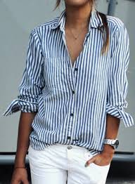 Womens Casual Striped Turn Down Collar Long Sleeve Button Down Shirt Roawe Com