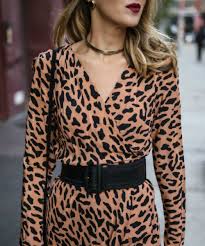 Long Sleeve Leopard Print Wrap Dress Black Statement Waist Belt Gold Choker Dvf Jimmy Choo F Leopard Print Wrap Dress Dinner Outfits Leopard Print Fashion