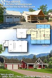 Plan 68510vr 2 Bed Country Ranch Home Plan With Walkout Basement Ranch House Plans House Plans Farmhouse Country House Plans