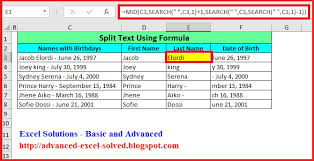 Split Cell Content Using Excel Formula Functions Mid Search Excel Formula Excel Solutions